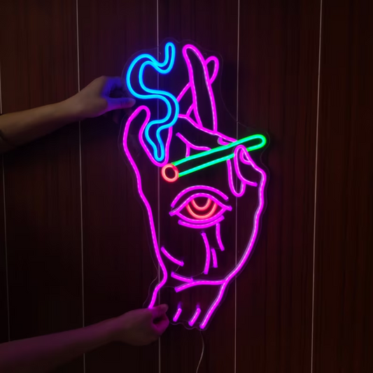Smoking Hand Neon Sign - Mystic Smoke Signals