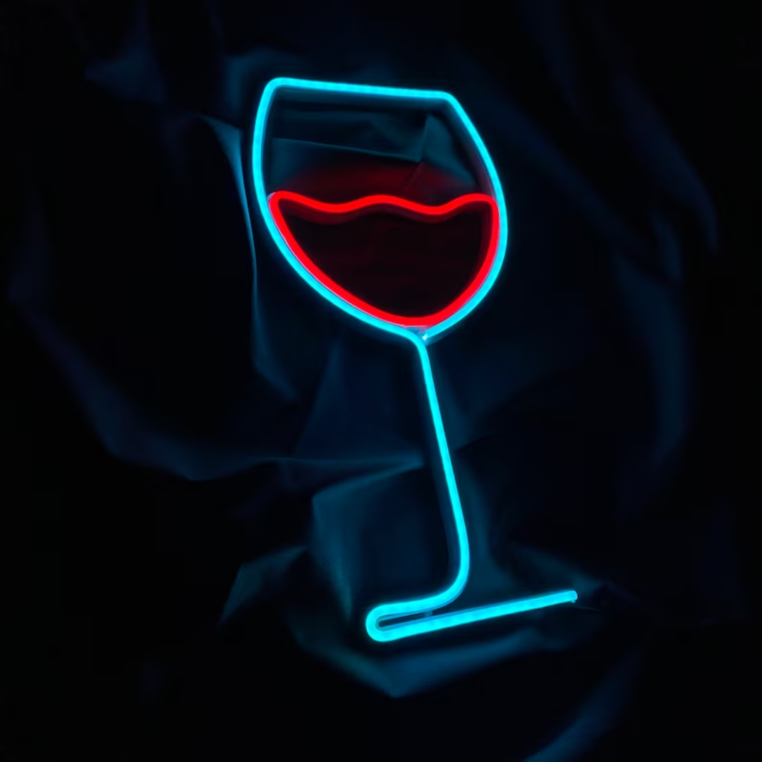 Wine Glass Neon Sign - Light Up Your Space with the Elegant Glass Aesthetics