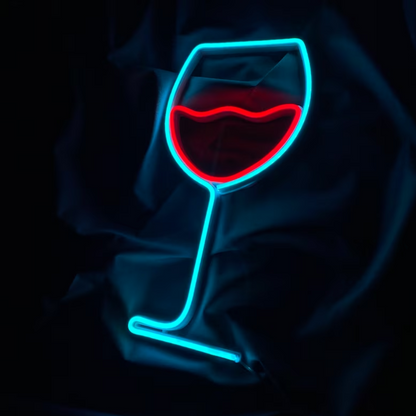 Wine Glass Neon Sign - Light Up Your Space with the Elegant Glass Aesthetics