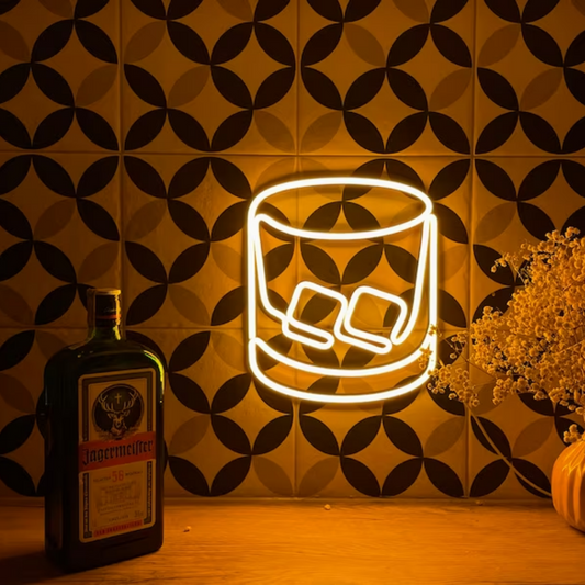 Whiskey Glass Neon Sign - On the Rocks Brilliance