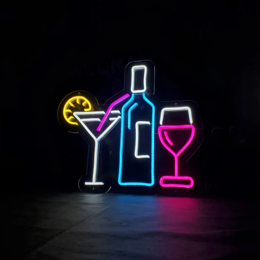 Wine & Cocktail Neon Sign - Cheers to Social Glow