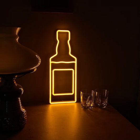 Whiskey Bottle Neon Sign - Reign in Radiance with Neon Whiskey Magic