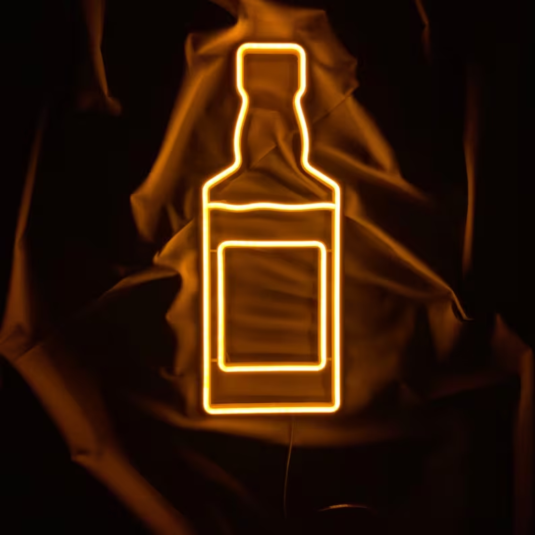 Whiskey Bottle Neon Sign - Reign in Radiance with Neon Whiskey Magic